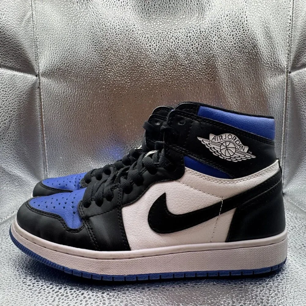 Size 7 - Nike Air Jordan 1 Retro High OG White Black‎ Blue Mens Athletic Sneaker